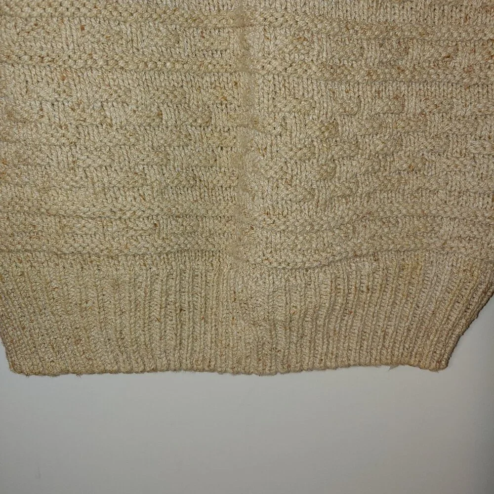 Vintage Banana Republic Mill Valley Basketwave Knit Cotton Sweater Size M Tan